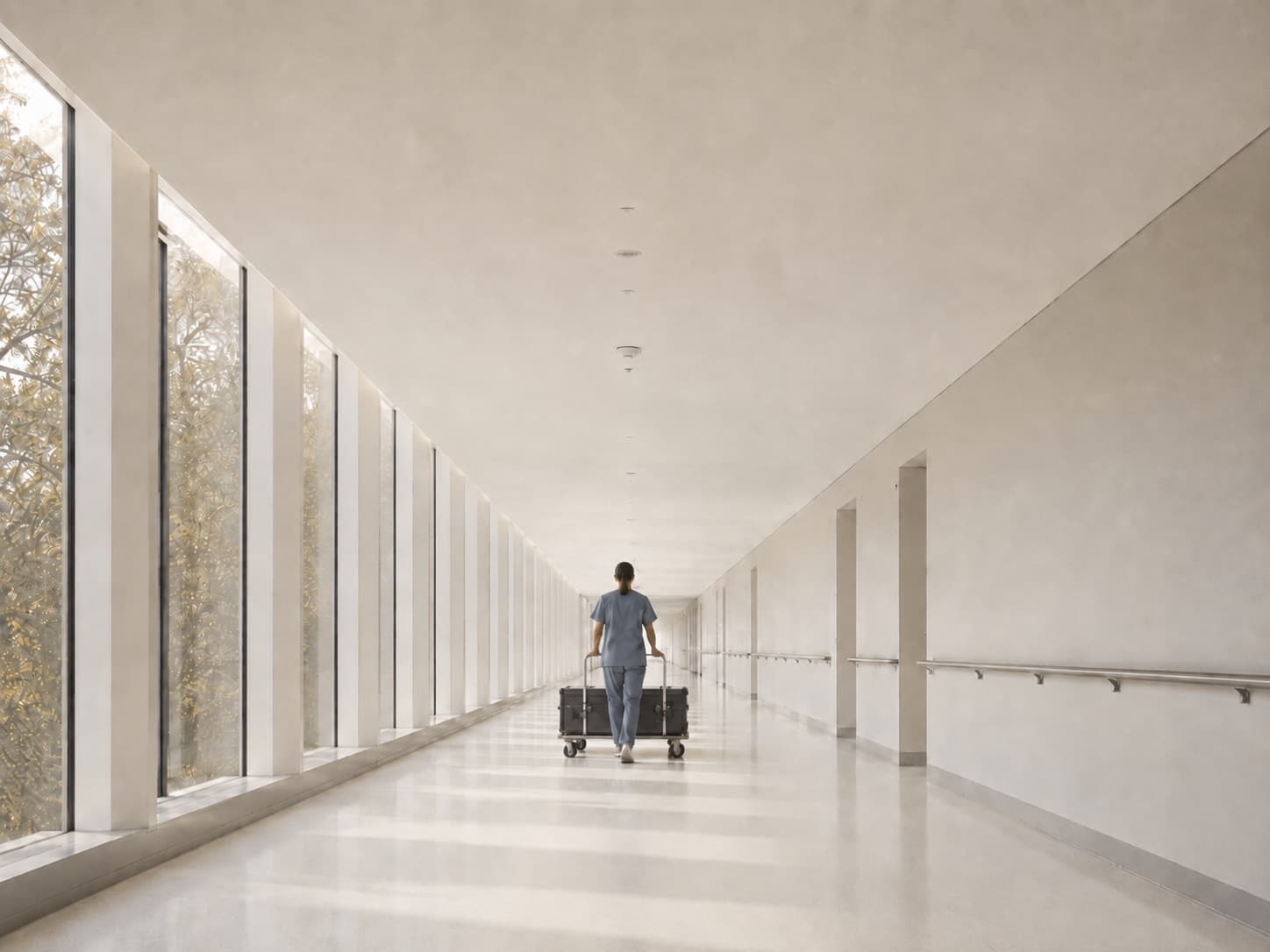 Documentary photograph of medical equipment arriving at a hospital